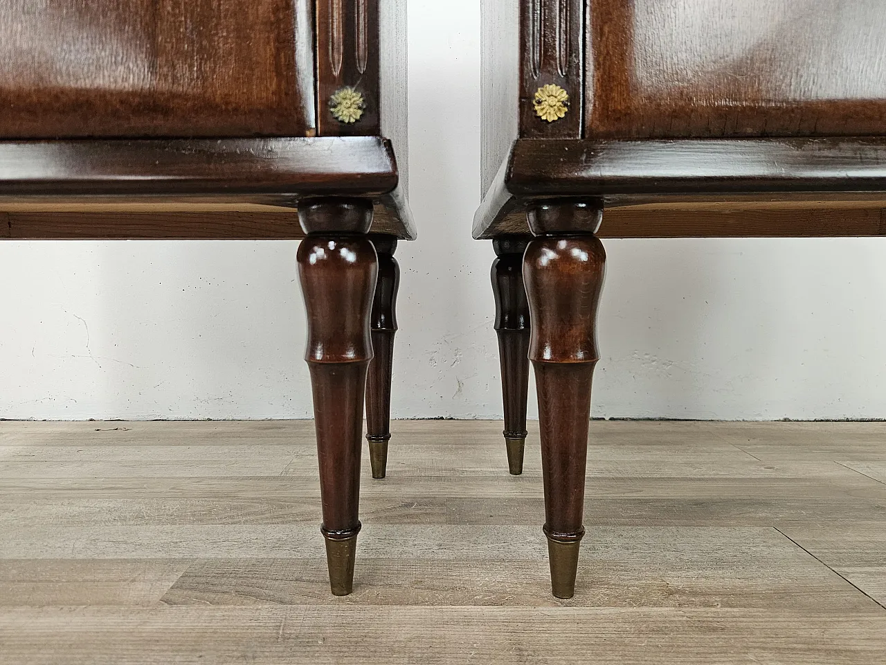 Pair of oak bedside tables with glass tops, 1960s 15