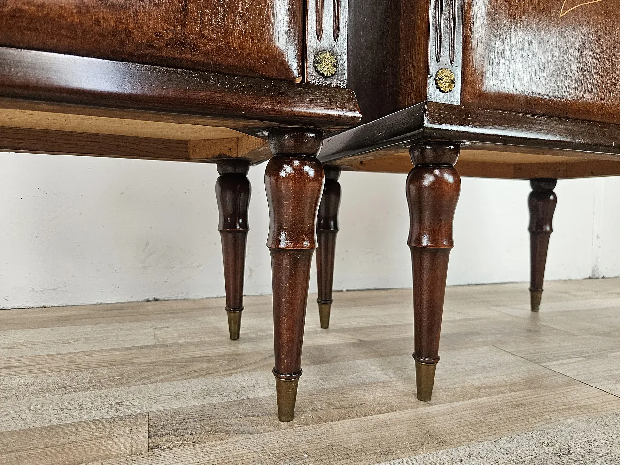 Pair of oak bedside tables with glass tops, 1960s 16