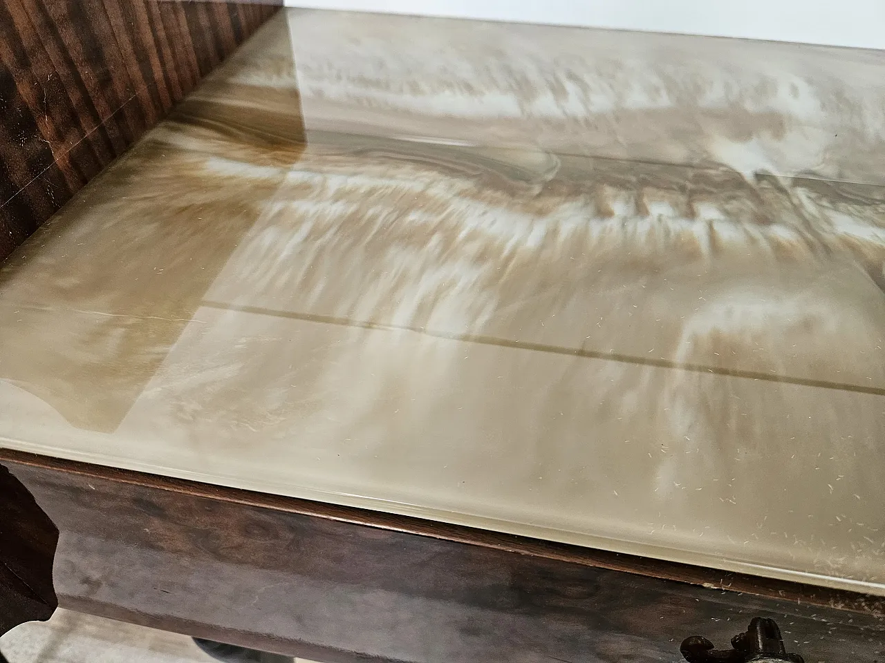 Pair of Mid-Century Mahogany Nightstands with Glass Top, 1960s 10