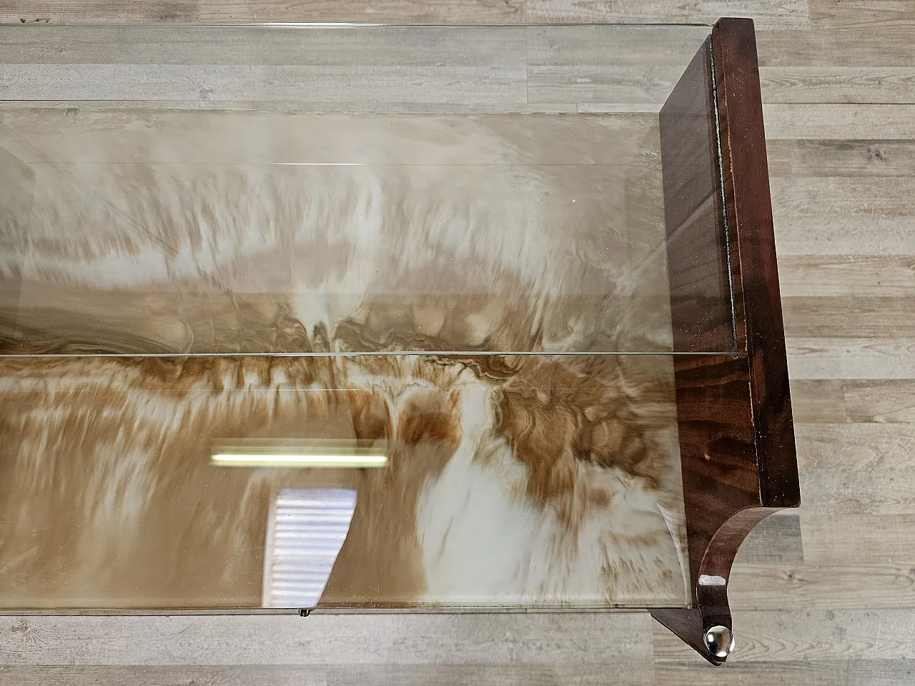 Pair of Mid-Century Mahogany Nightstands with Glass Top, 1960s 11