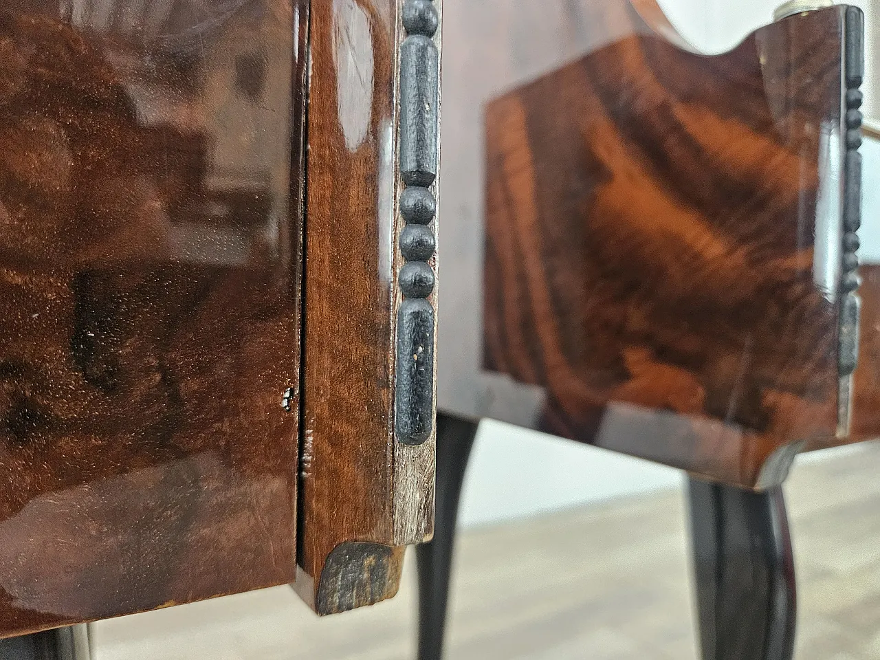 Pair of Mid-Century Mahogany Nightstands with Glass Top, 1960s 14