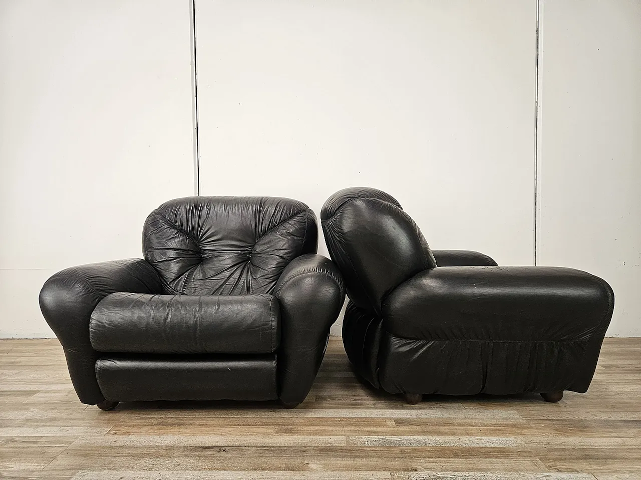 Black leather club chairs 2