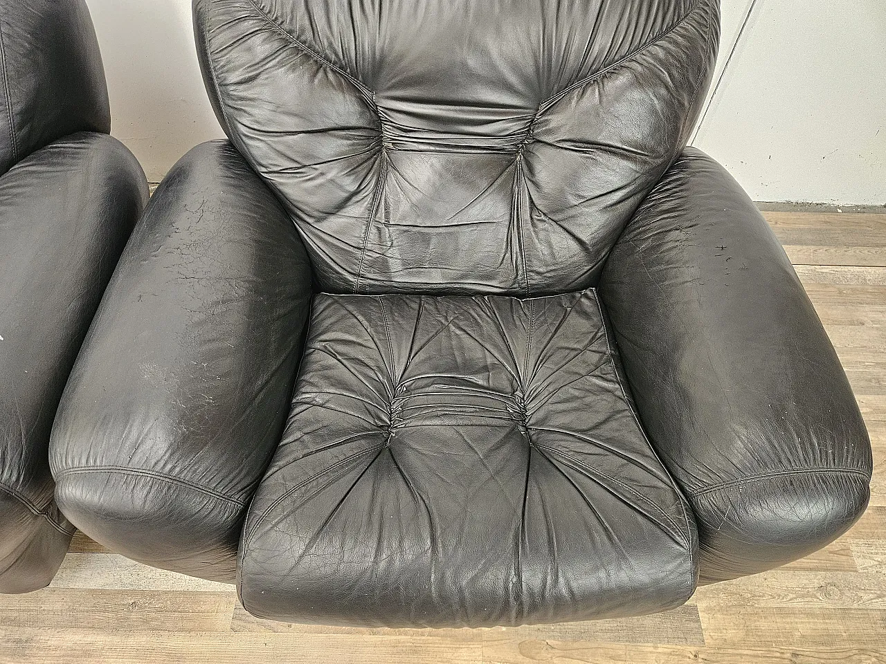 Black leather club chairs 8