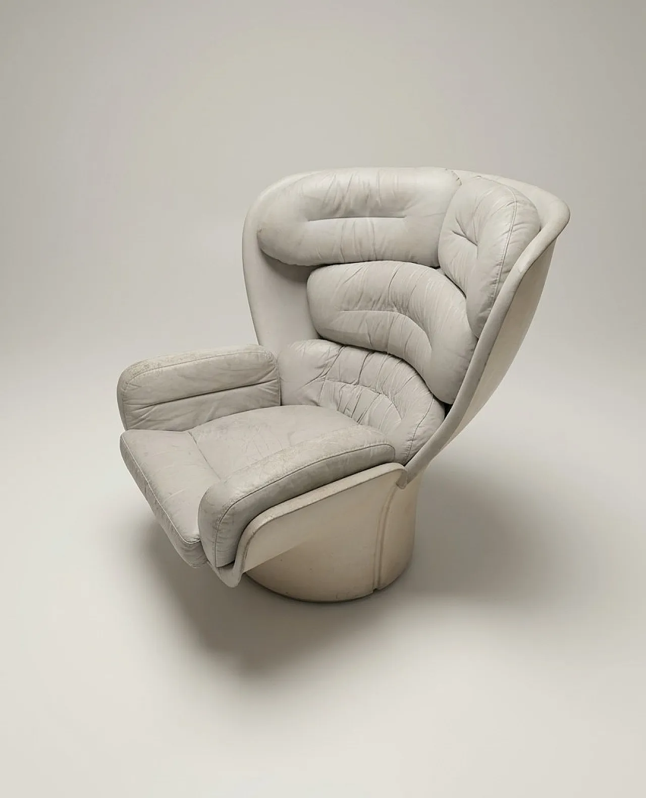 Elda white leather armchair by Joe Colombo for Comfort 60s 2