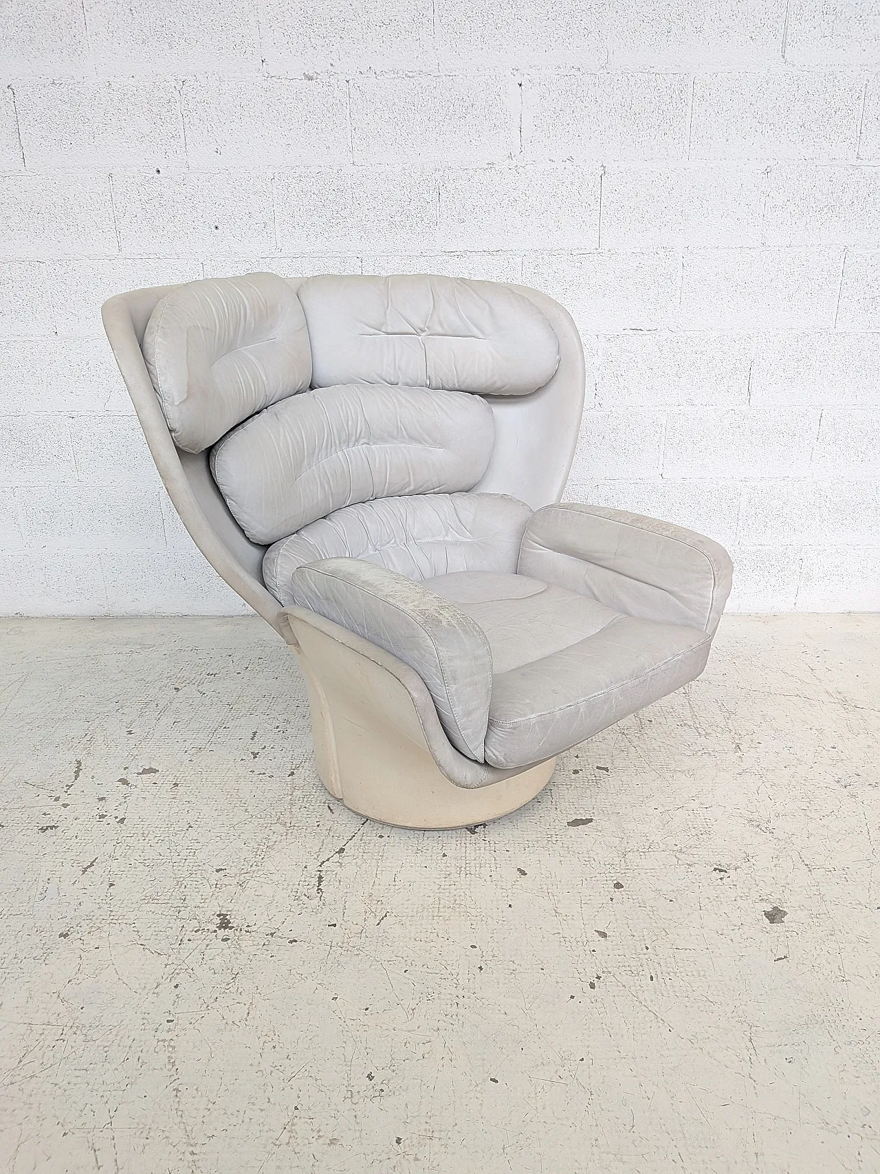 Elda white leather armchair by Joe Colombo for Comfort 60s 6
