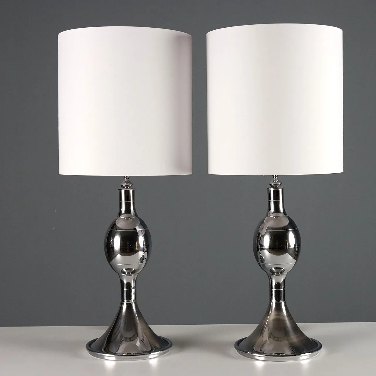 Chrome metal table lamps, late 20th century 4