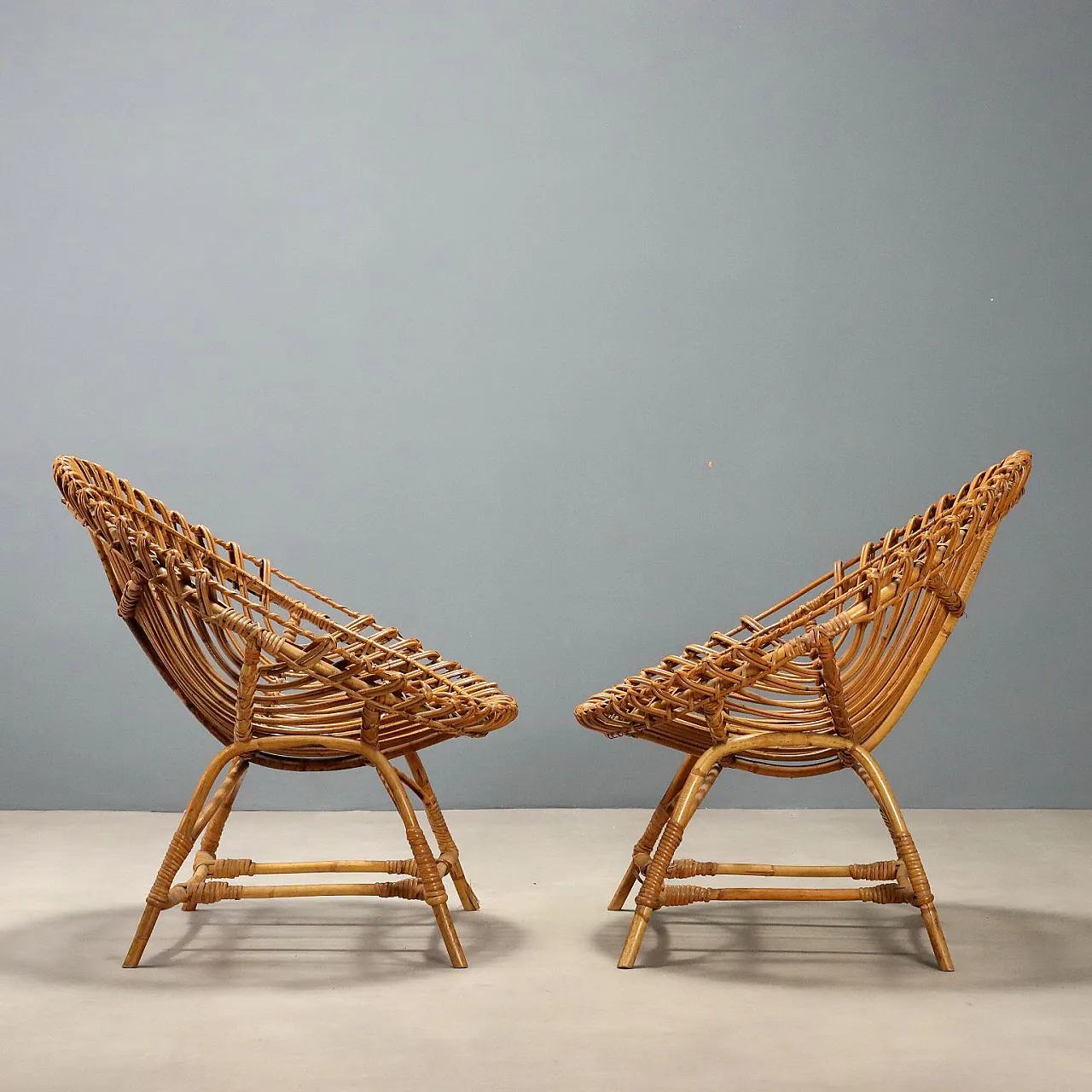 Pair of bamboo armchairs, 1960s 3