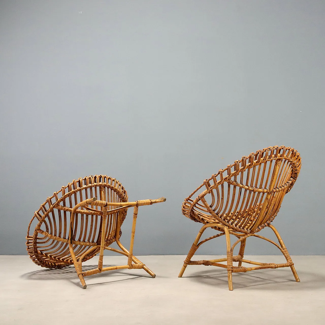 Pair of bamboo armchairs, 1960s 9
