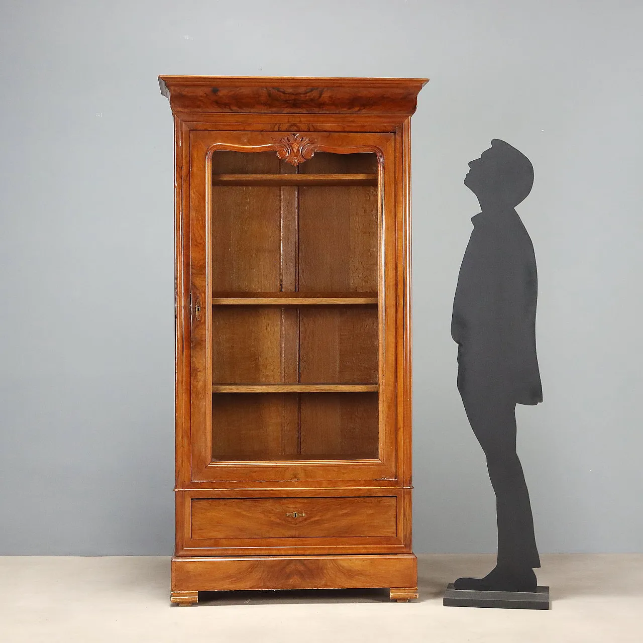 Louis Philippe walnut wardrobe with glass door, 19th century 2