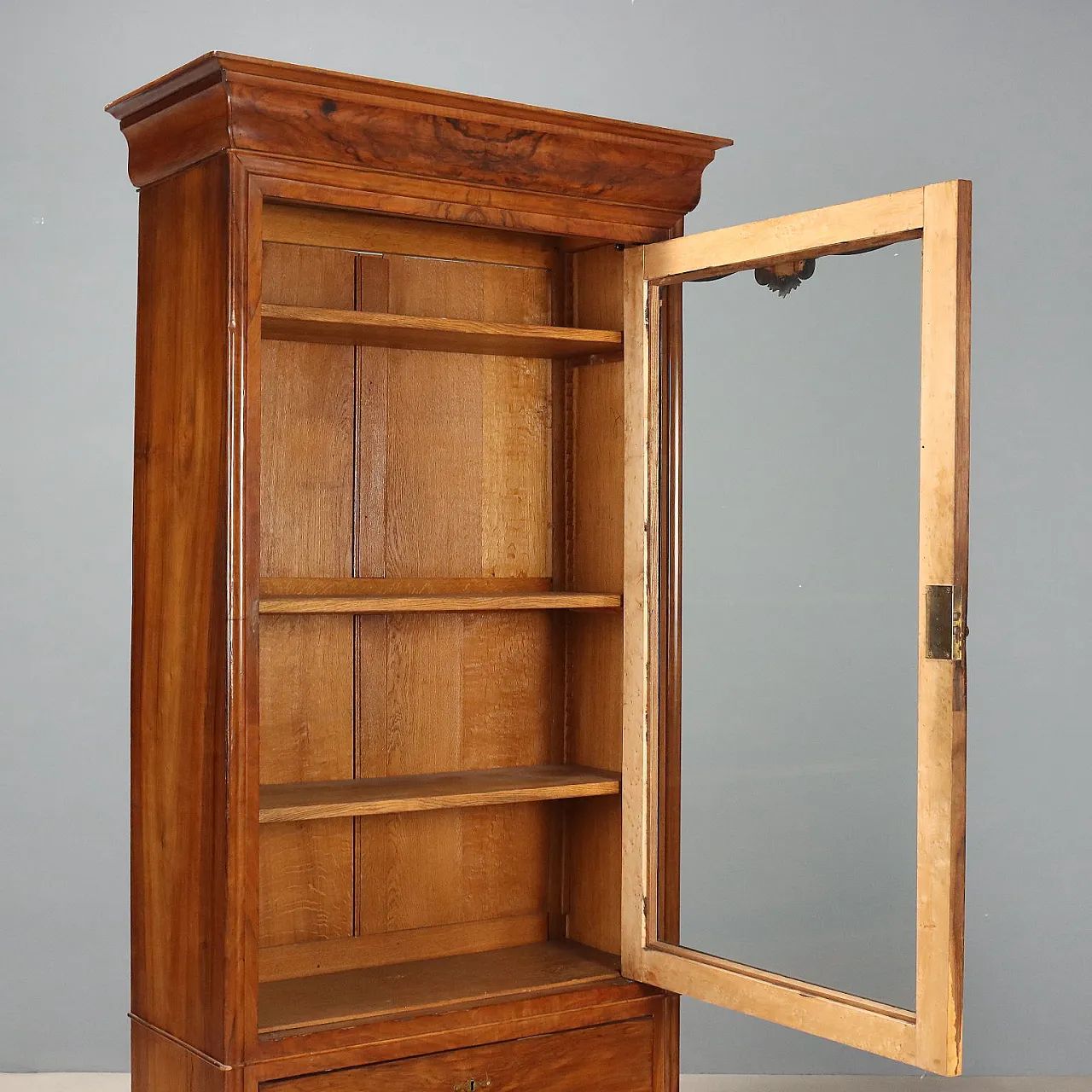 Louis Philippe walnut wardrobe with glass door, 19th century 3