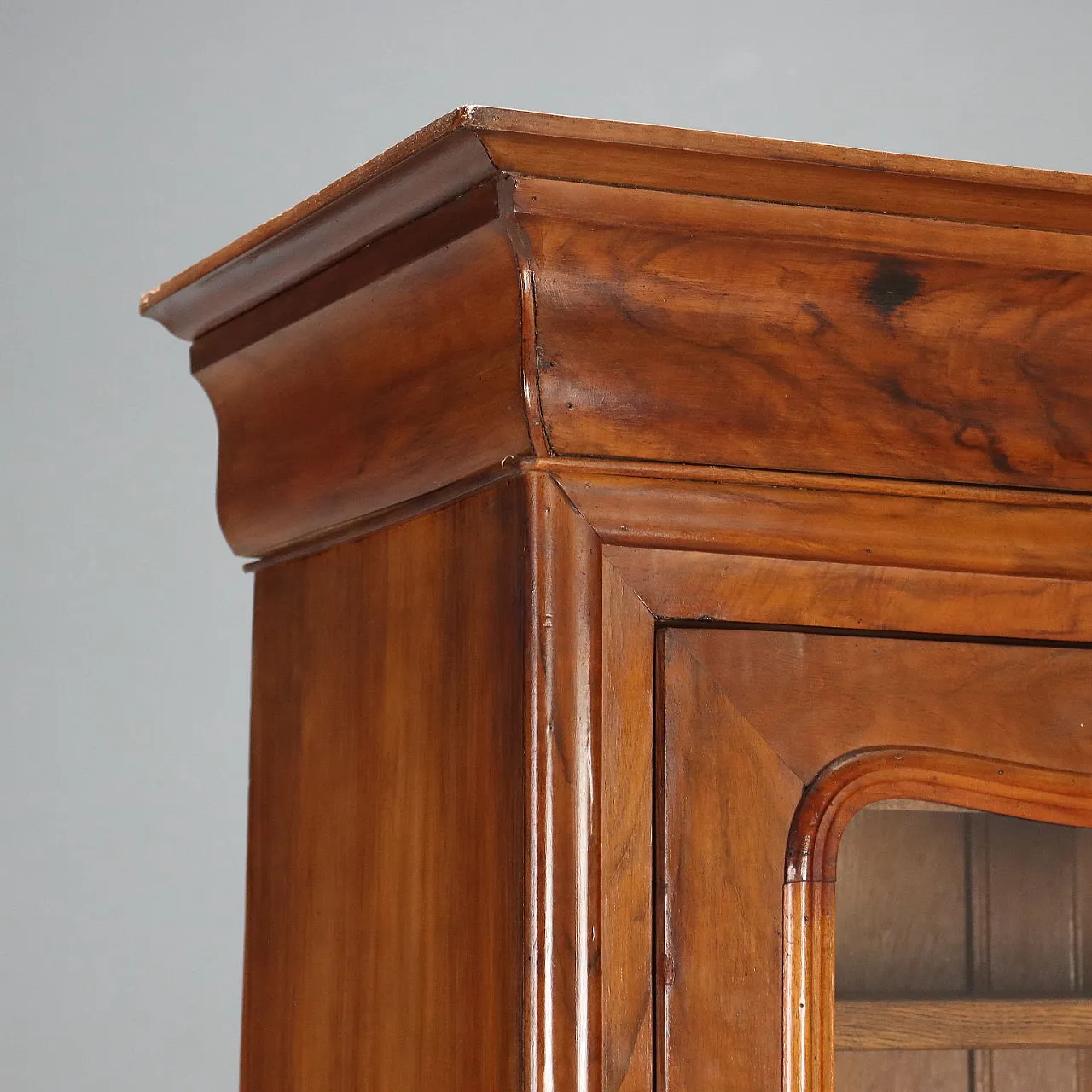 Louis Philippe walnut wardrobe with glass door, 19th century 4