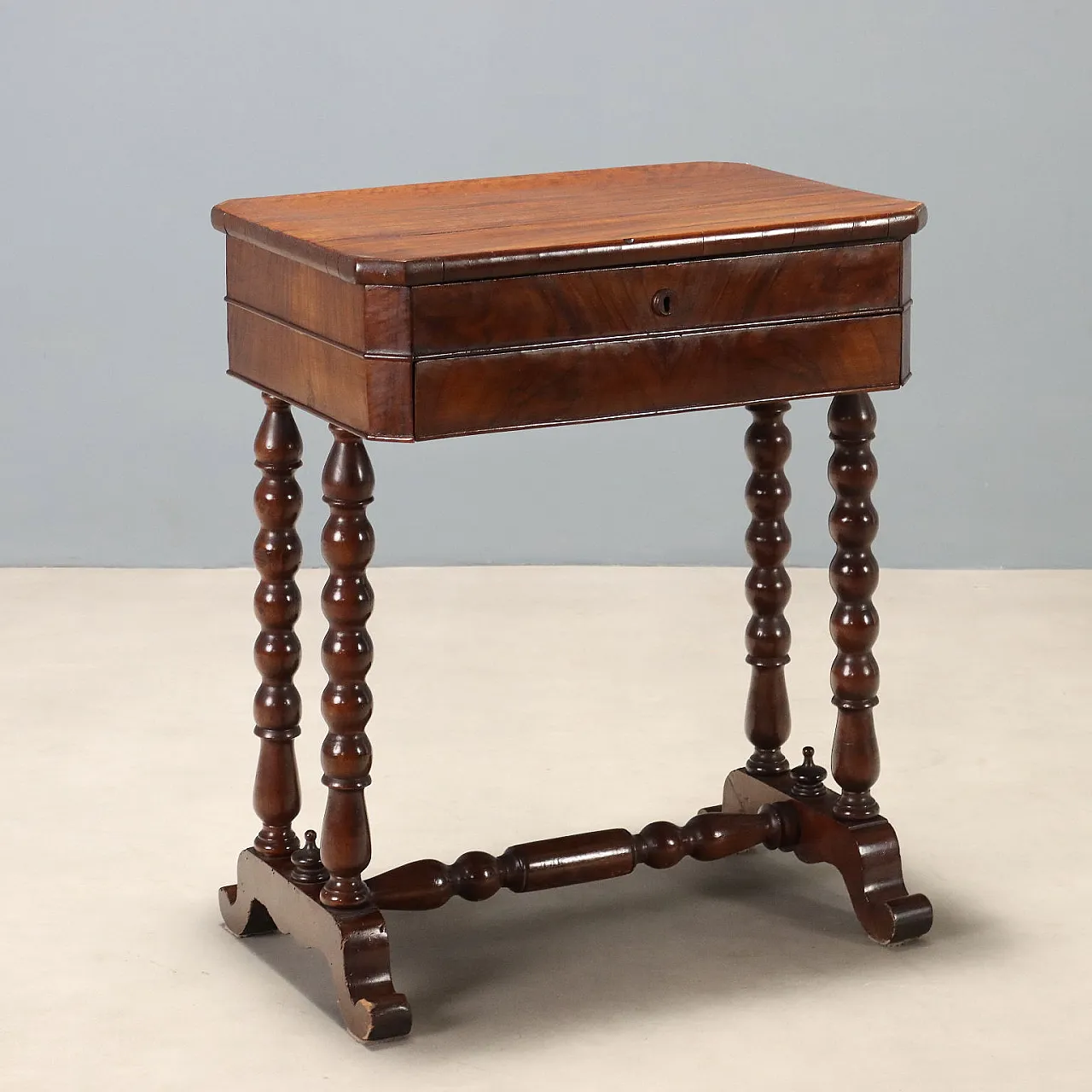Louis Philippe walnut work table, 19th century 1