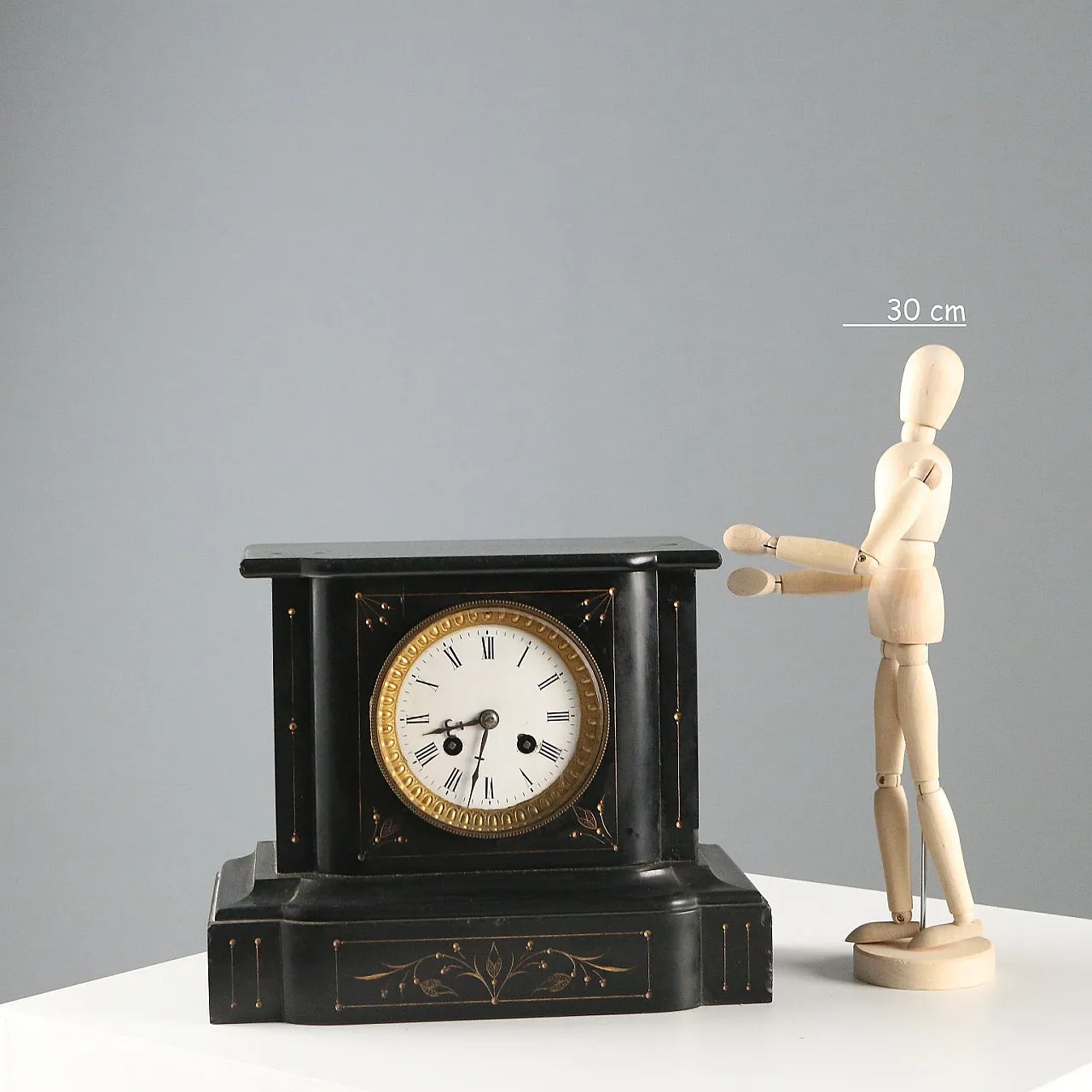 Black marble table clock, 20th century 2