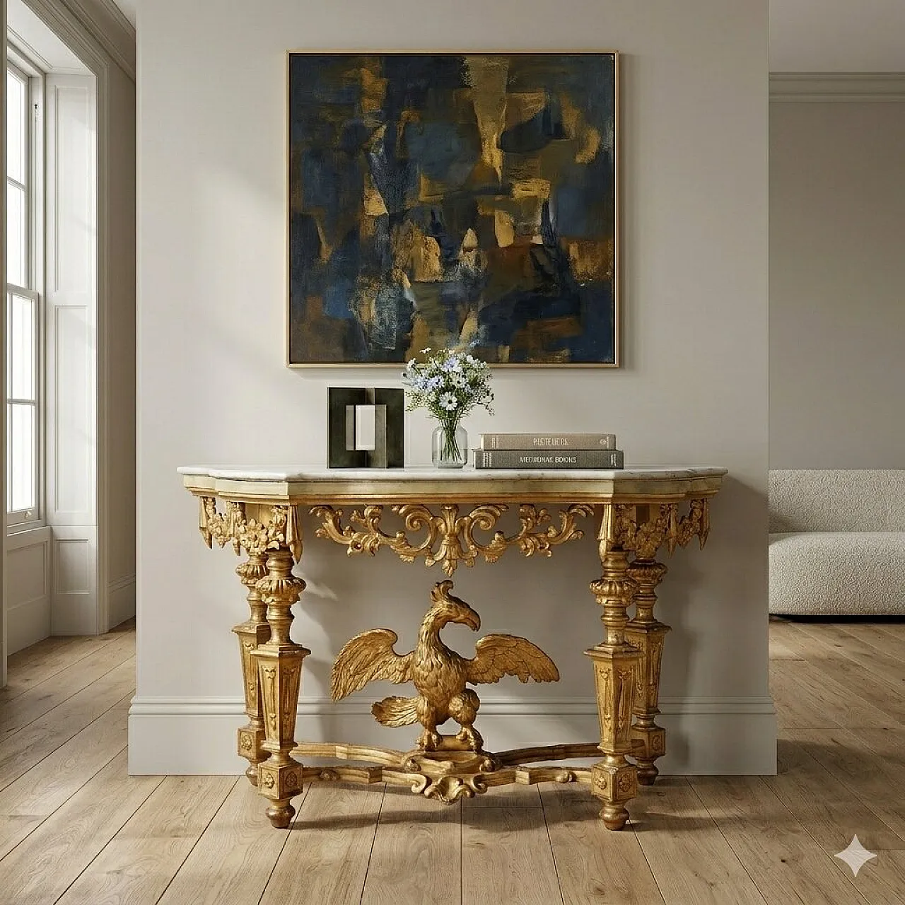 Console in carved and gilded wood, mid-19th century 2