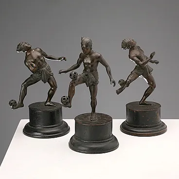 3 Bronze chinlone players, 20th century