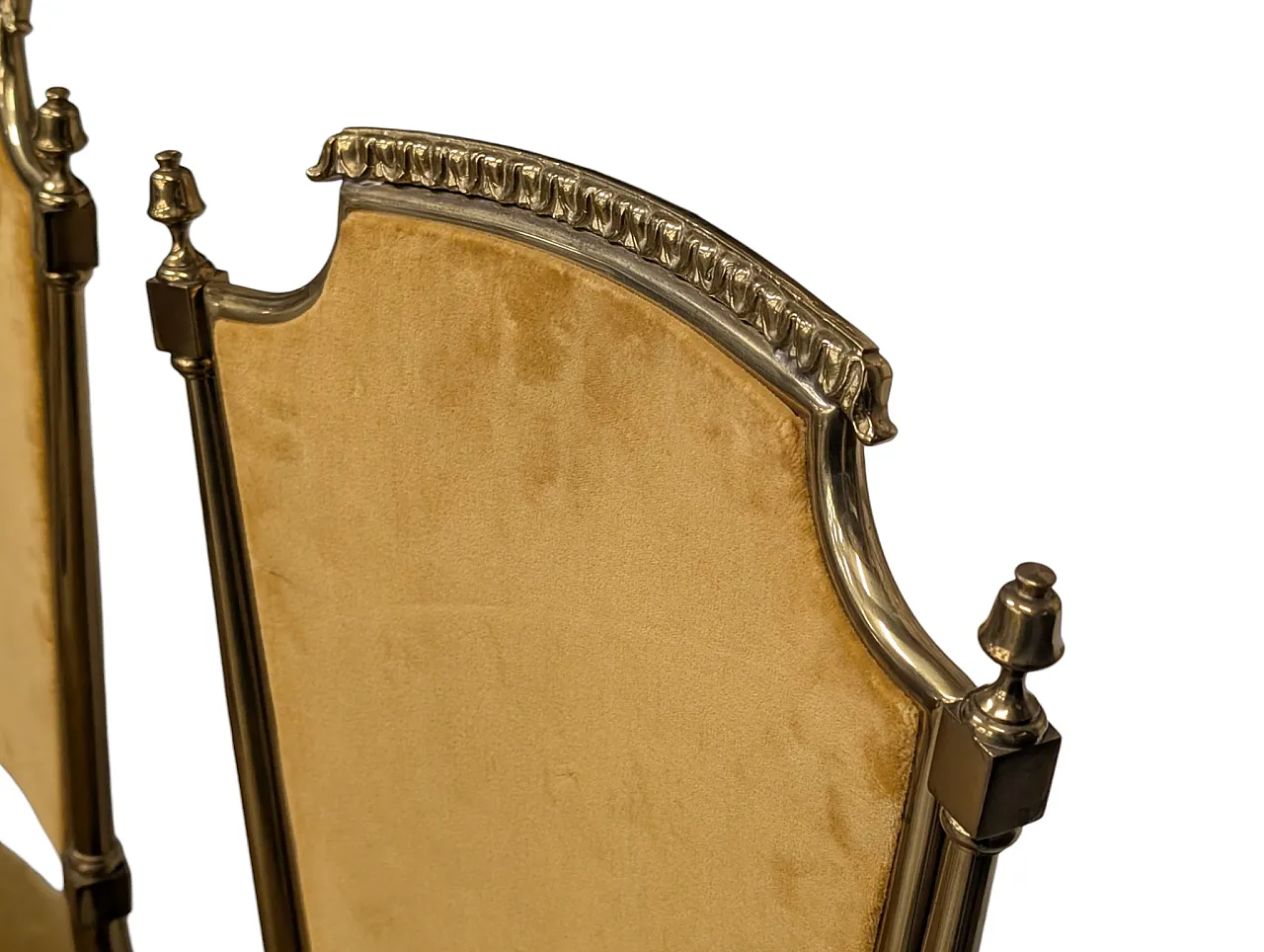 Set of 6 brass and mustard velvet chairs, 1960s 3