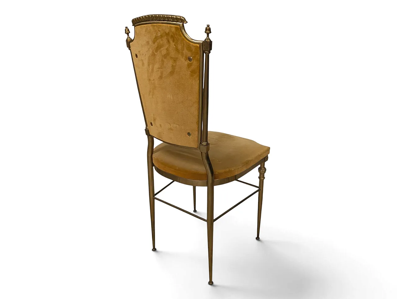 Set of 6 brass and mustard velvet chairs, 1960s 7