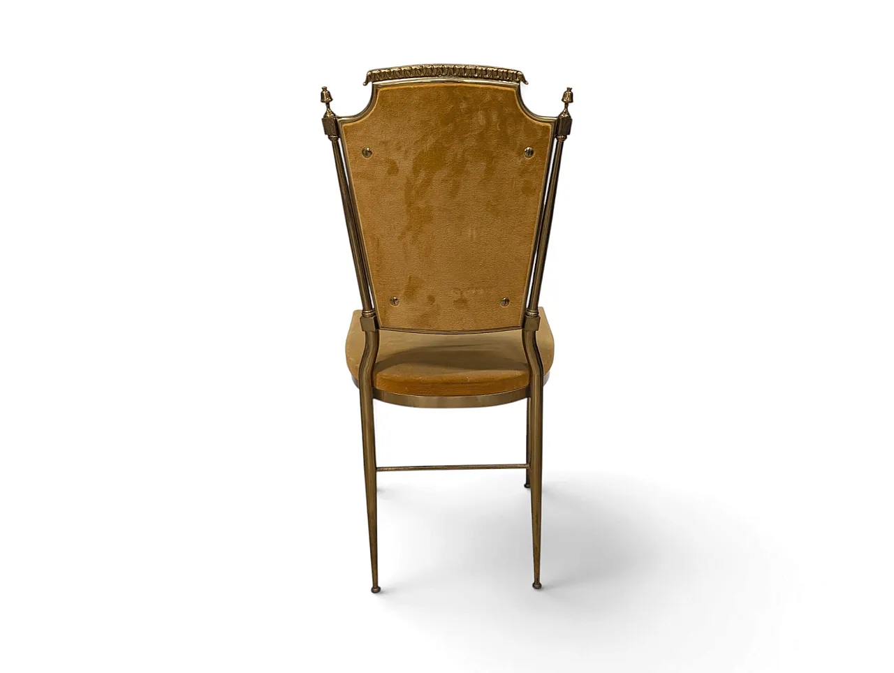 Set of 6 brass and mustard velvet chairs, 1960s 8