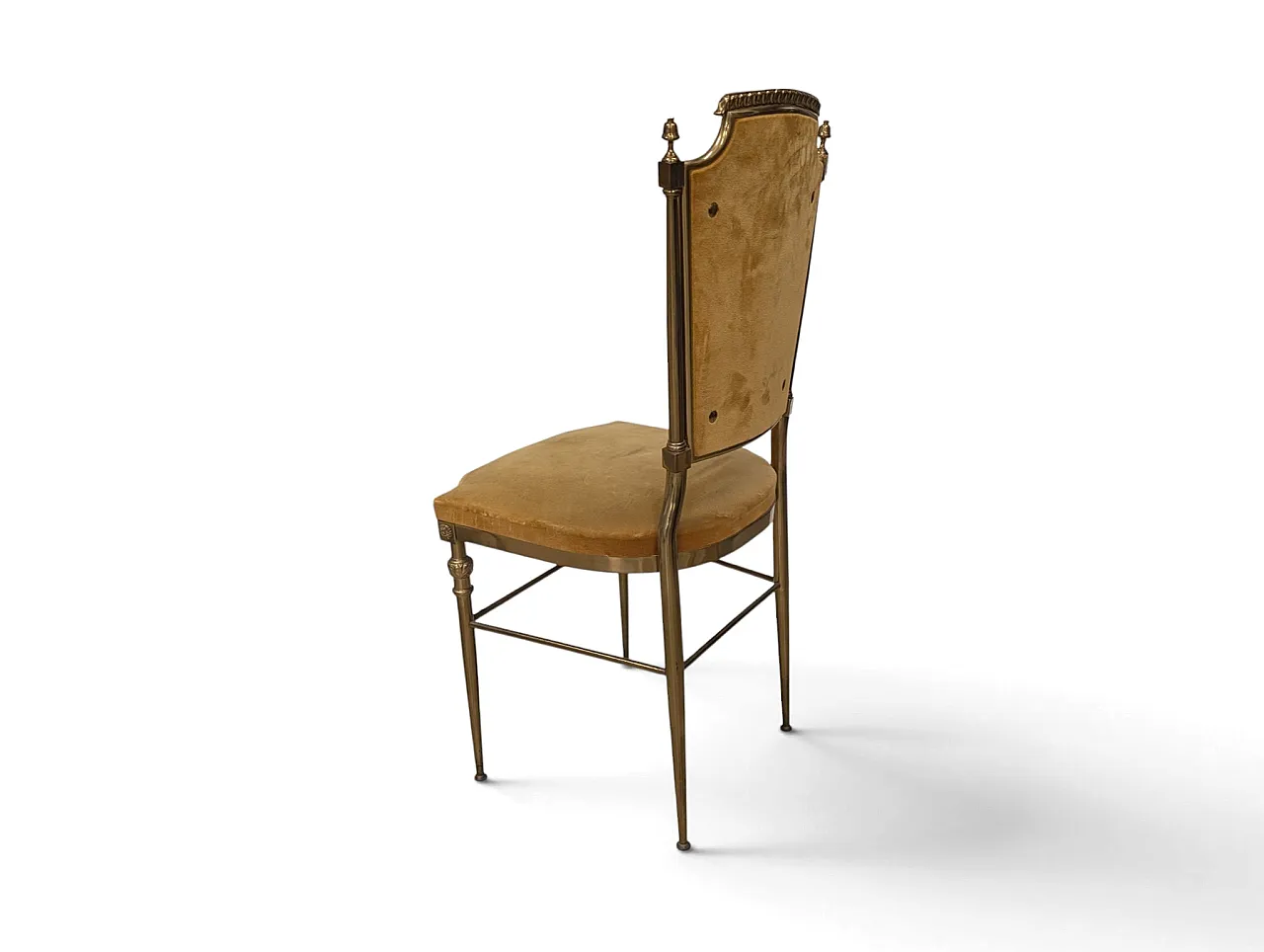 Set of 6 brass and mustard velvet chairs, 1960s 9