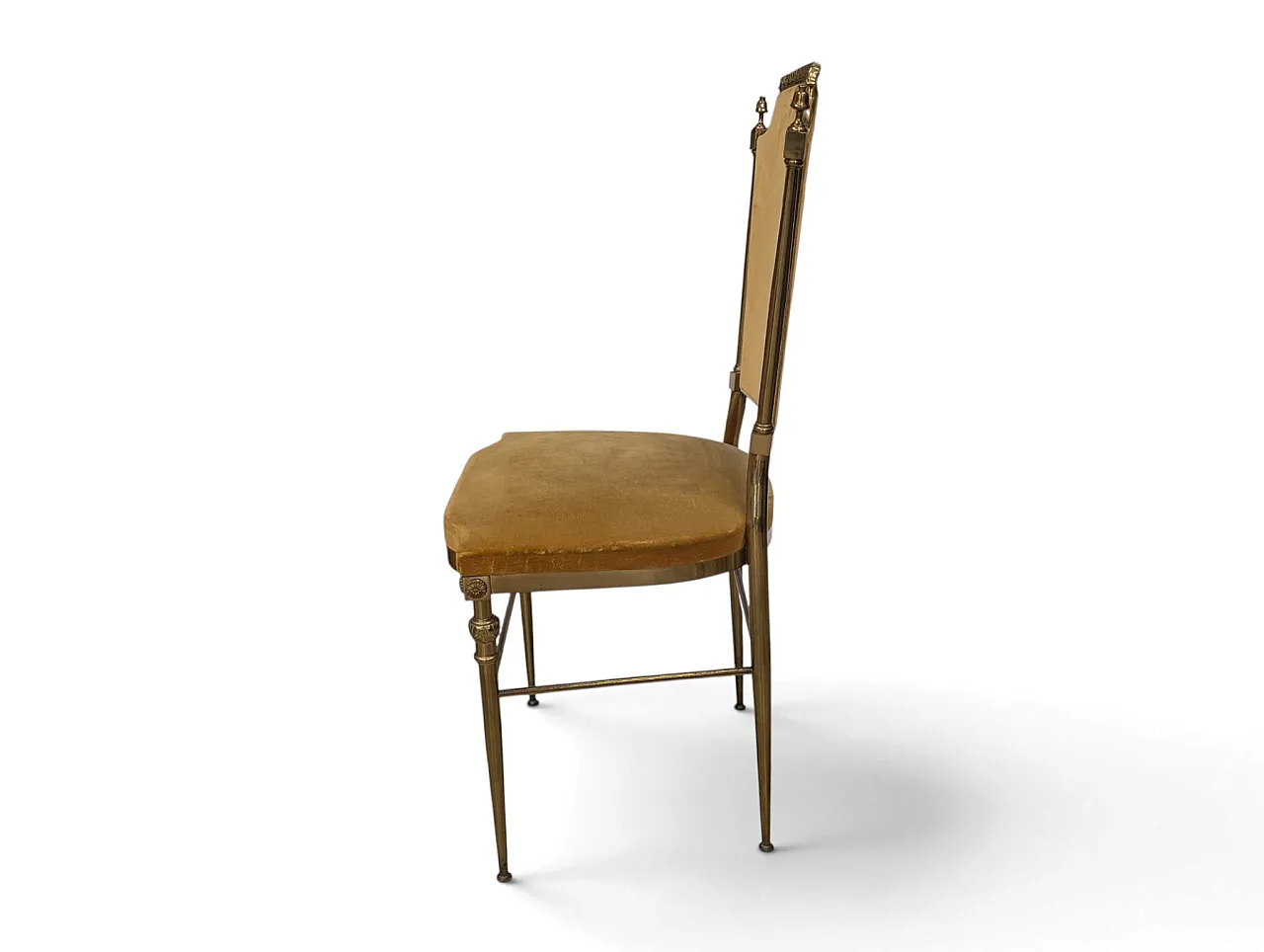 Set of 6 brass and mustard velvet chairs, 1960s 10