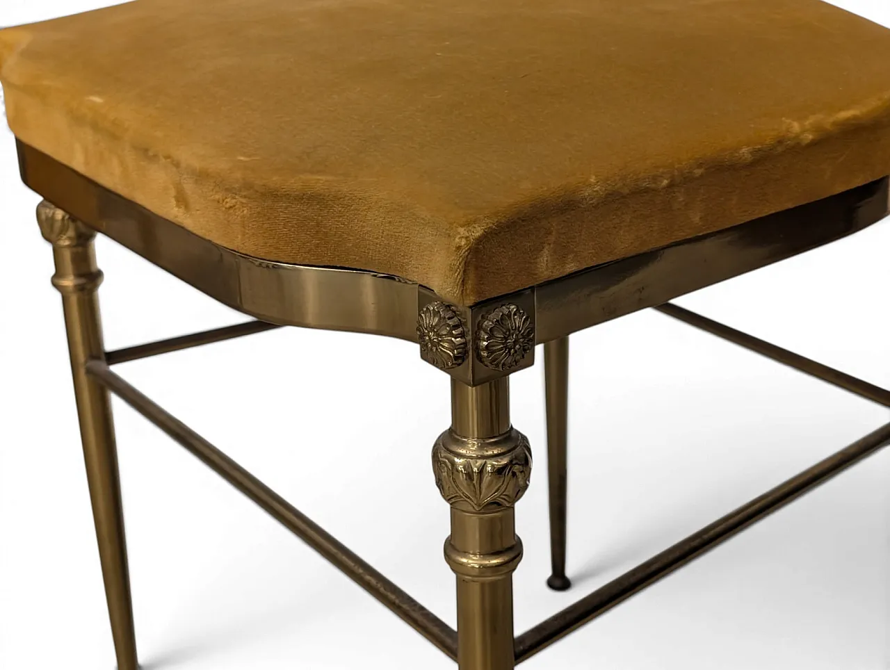 Set of 6 brass and mustard velvet chairs, 1960s 12