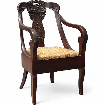 Restoration walnut armchair, 19th century