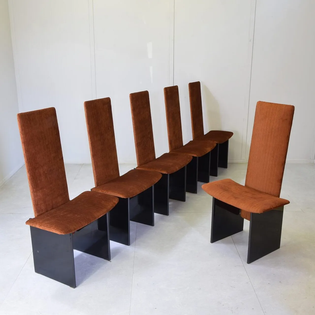 6 Rennie Rust Corduroy chairs by Kazuhide Takahama for Gavina, 1970s 1