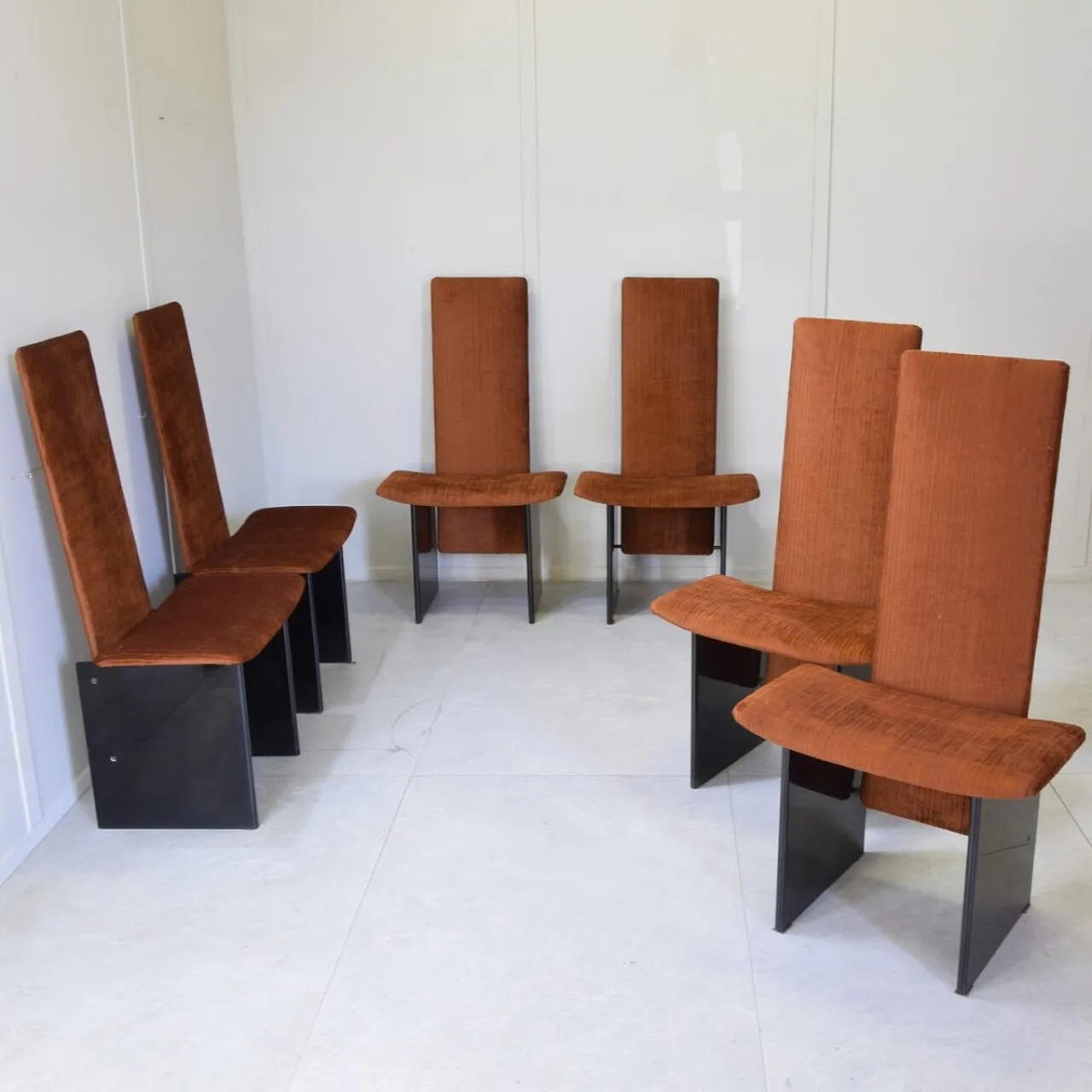 6 Rennie Rust Corduroy chairs by Kazuhide Takahama for Gavina, 1970s 4