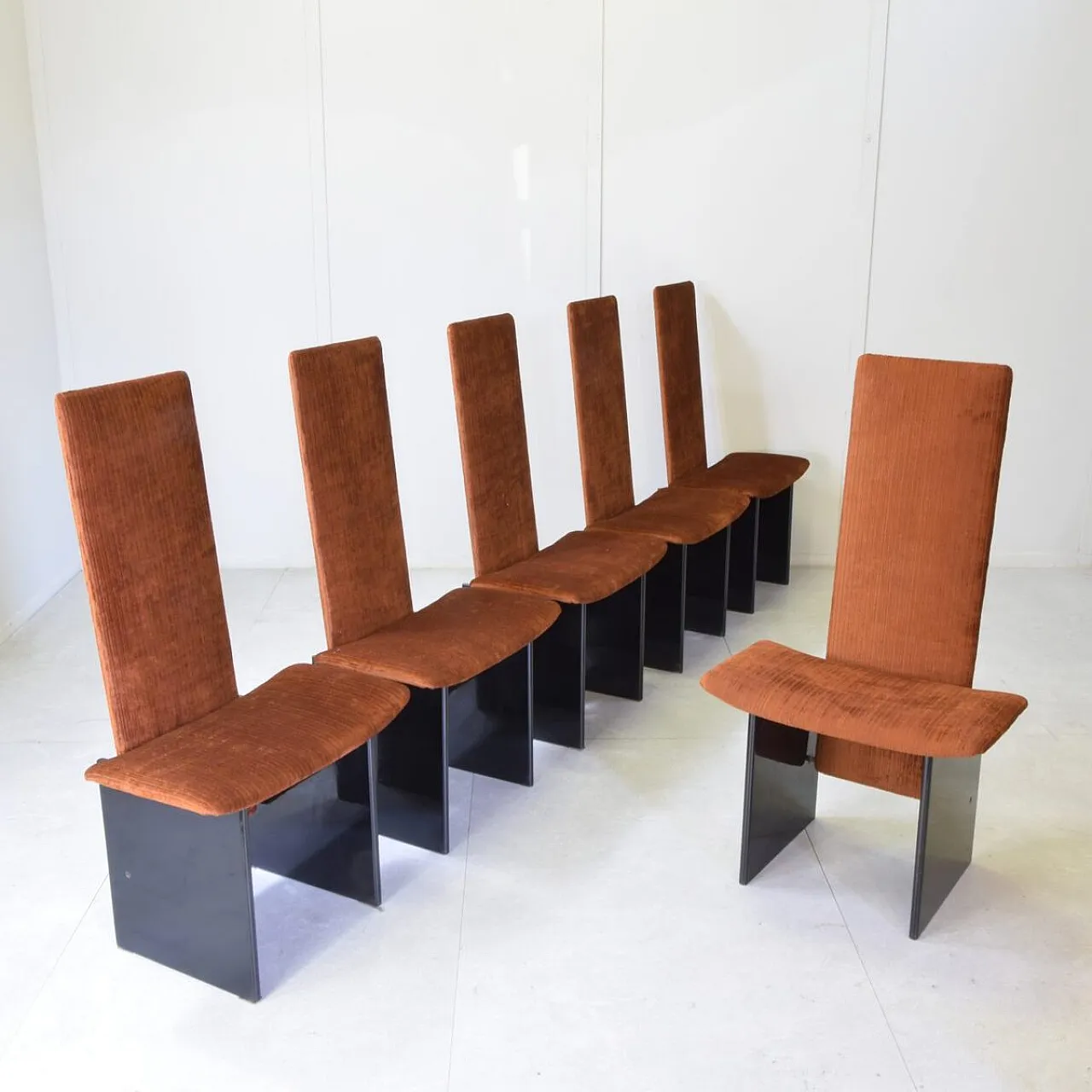 6 Rennie Rust Corduroy chairs by Kazuhide Takahama for Gavina, 1970s 8