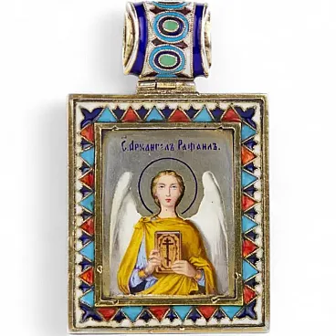 Archangel Raphael, silver icon, late 19th century