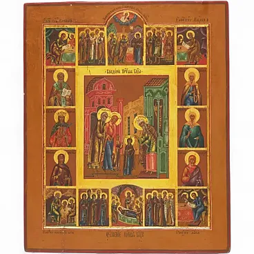 Icona del ciclo delle feste scelte della Madre di Dio, '800