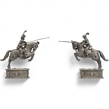 Coppia di sculture in argento, fine '800