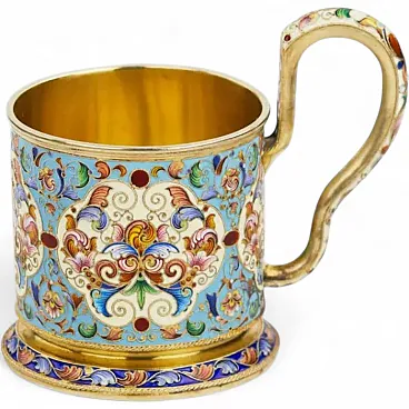Portabicchieri da tè in argento, fine '800