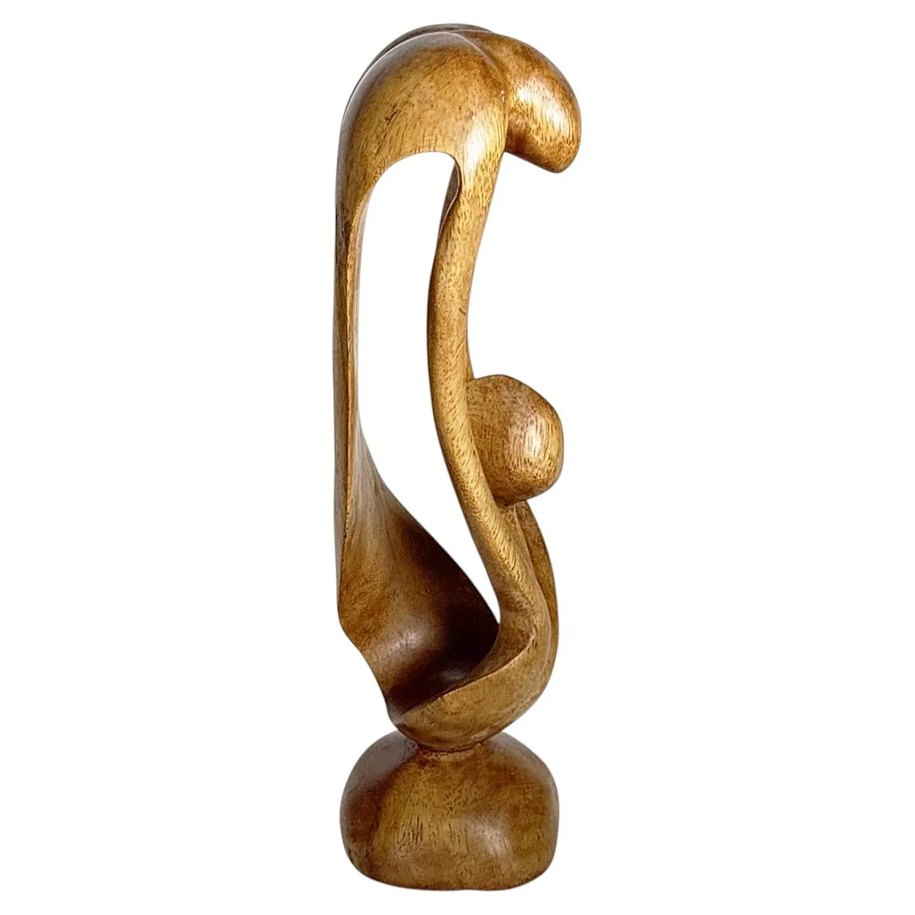 Scultura in legno raffigurante una donna e un bambino, anni '60 1