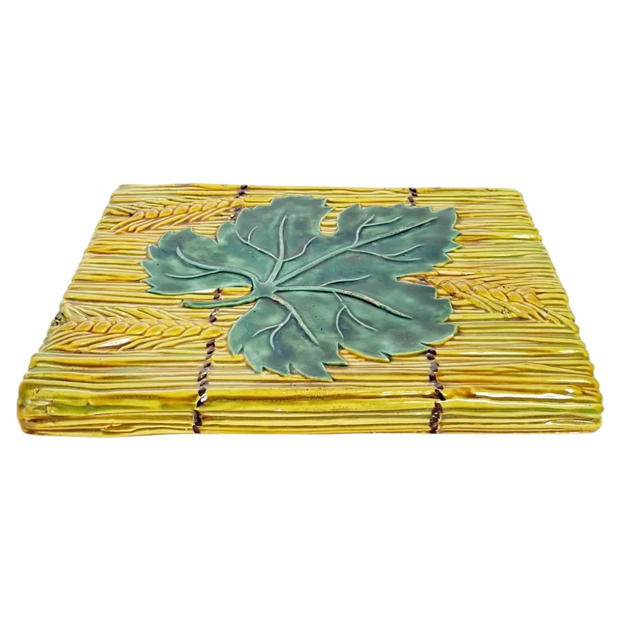 Sottopentola in ceramica smaltata gialla, anni ’70 1