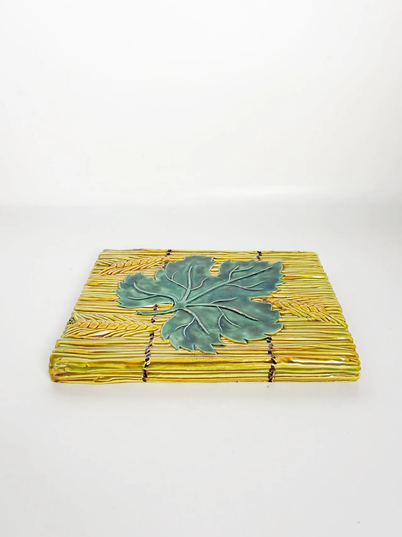 Sottopentola in ceramica smaltata gialla, anni ’70 2