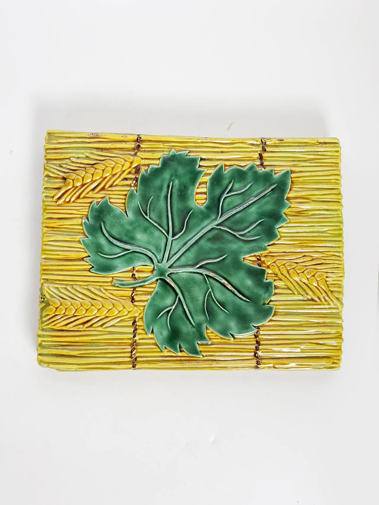 Sottopentola in ceramica smaltata gialla, anni ’70 4