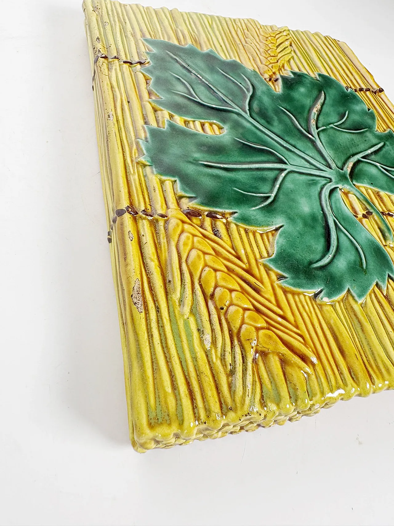 Sottopentola in ceramica smaltata gialla, anni ’70 9