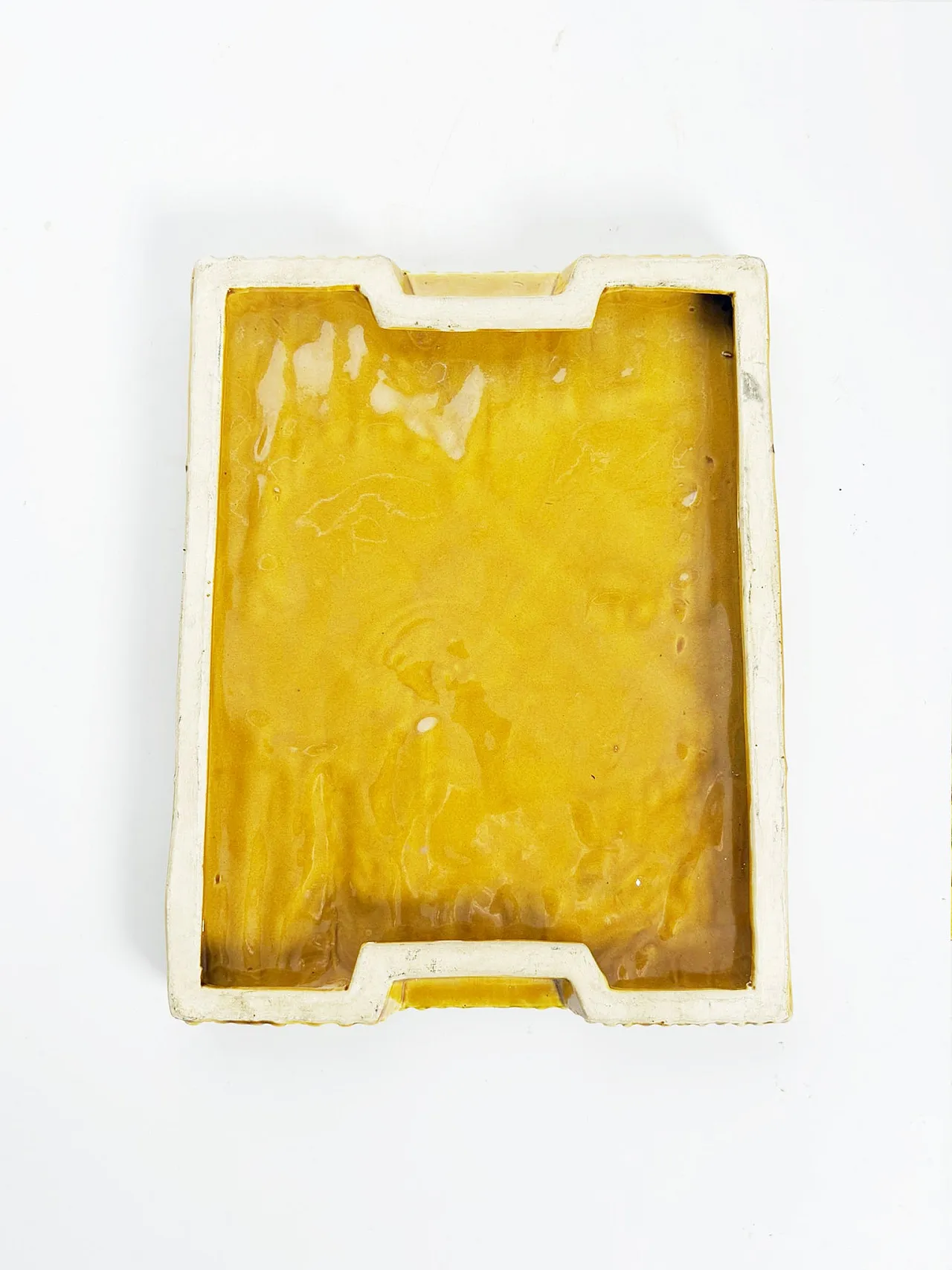 Sottopentola in ceramica smaltata gialla, anni ’70 10