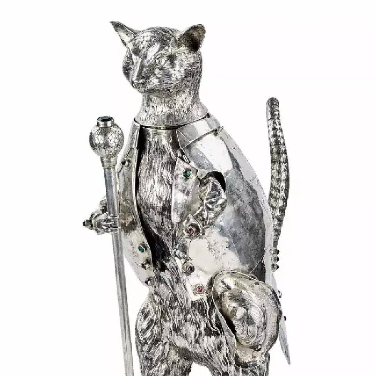 Figura in argento del personaggio del Gatto con gli stivali, '800 4