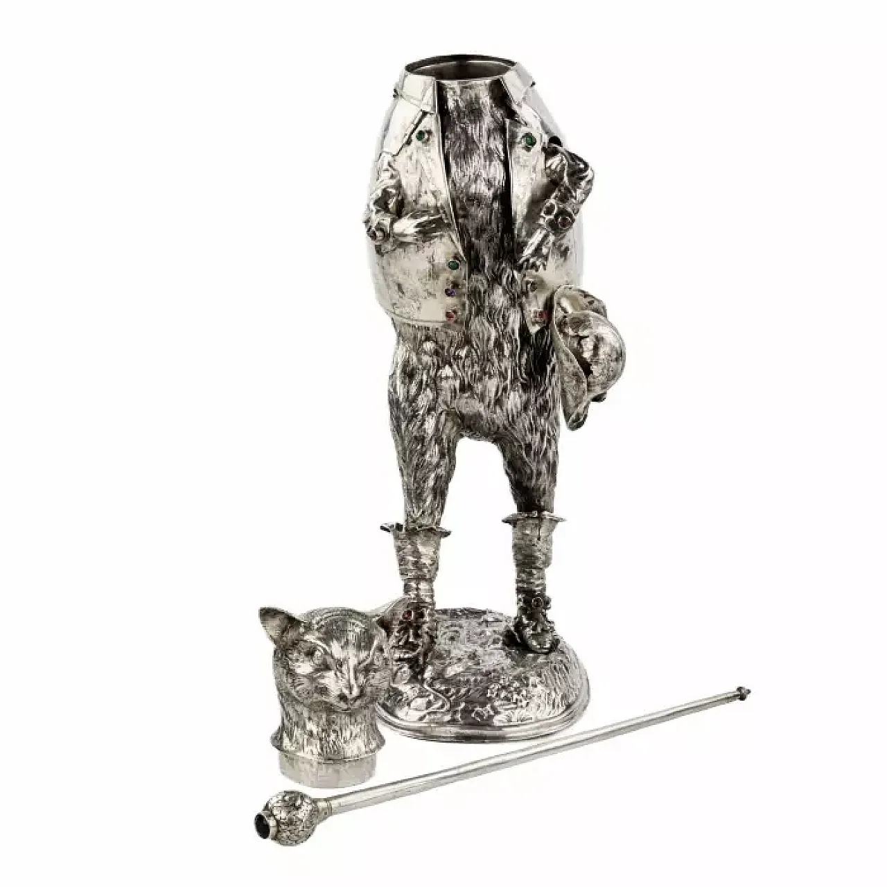 Figura in argento del personaggio del Gatto con gli stivali, '800 6