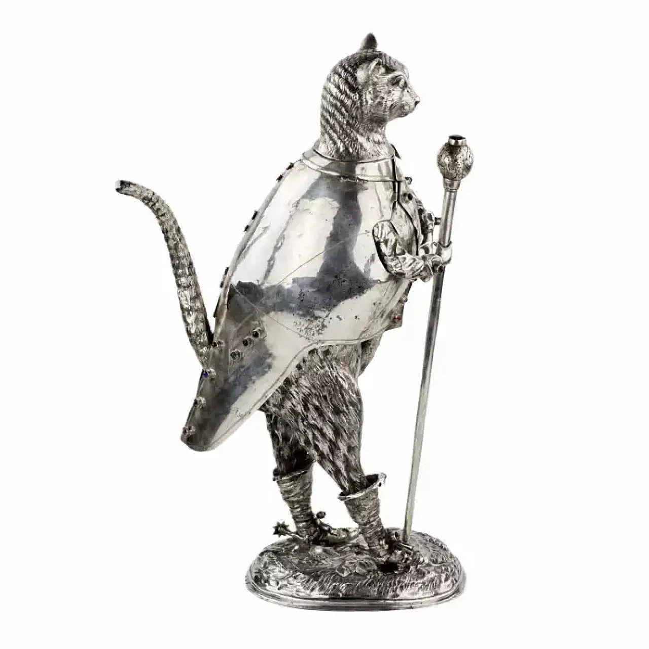 Figura in argento del personaggio del Gatto con gli stivali, '800 7