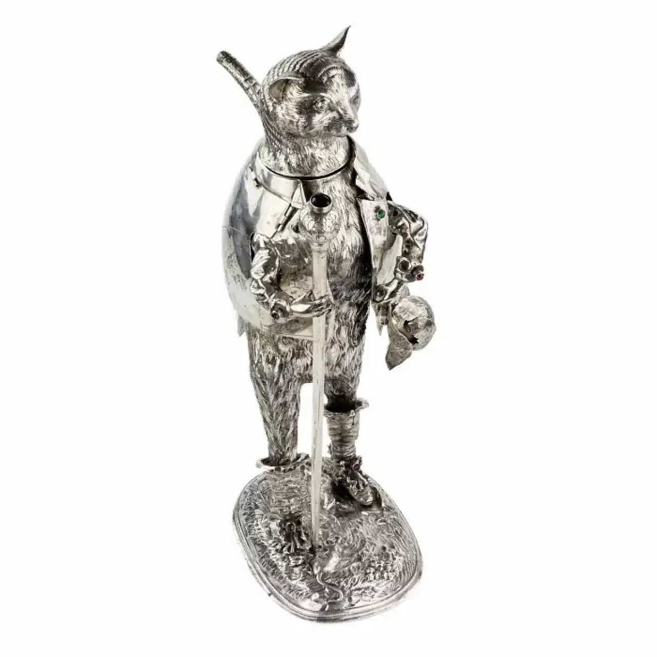 Figura in argento del personaggio del Gatto con gli stivali, '800 8
