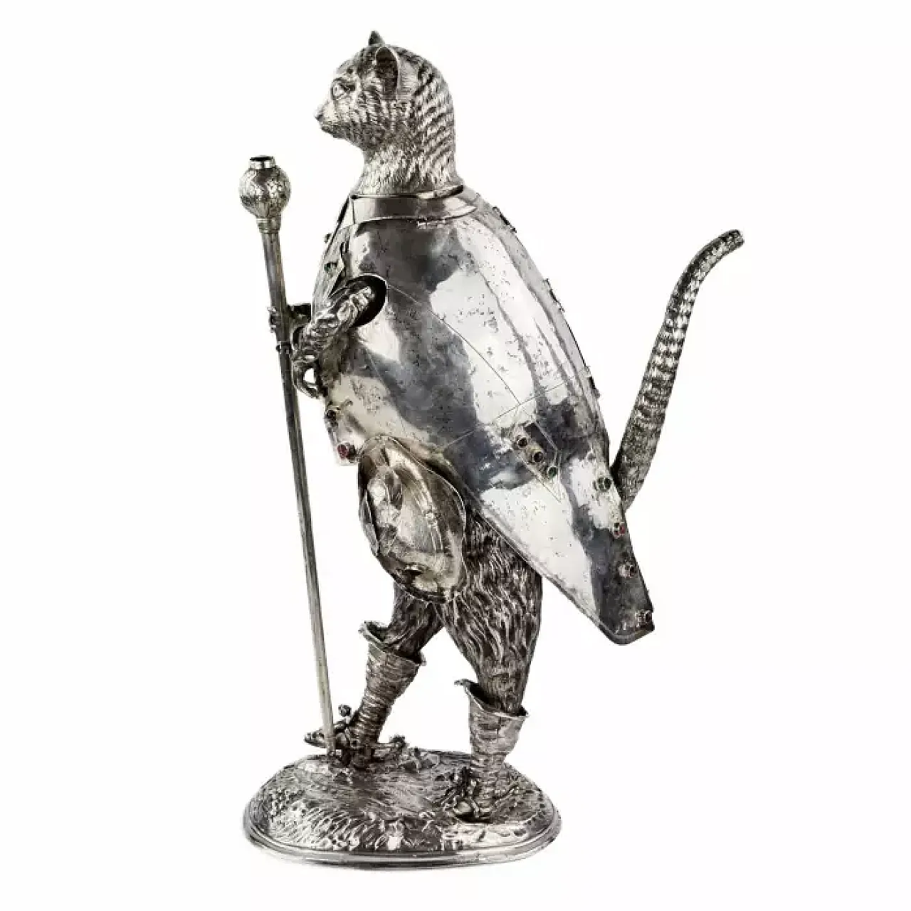 Figura in argento del personaggio del Gatto con gli stivali, '800 9