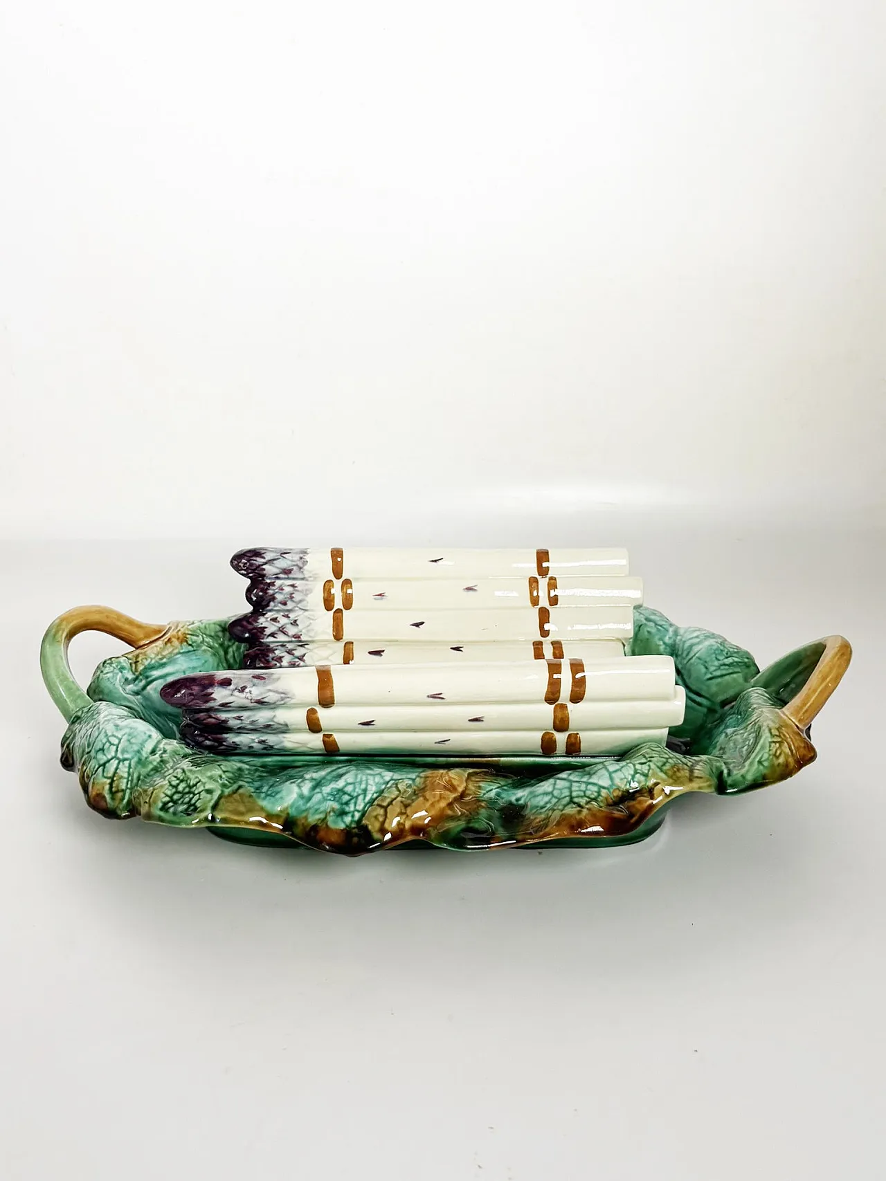 Piatto da portata per asparagi in maiolica, '800 2