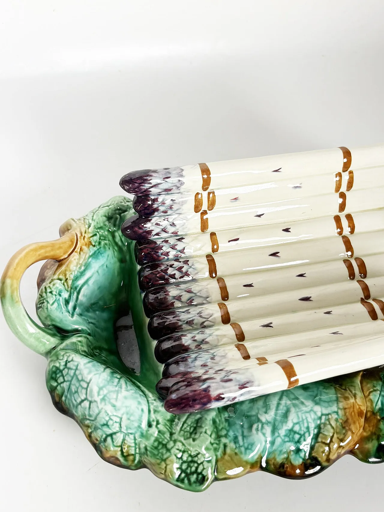 Piatto da portata per asparagi in maiolica, '800 4