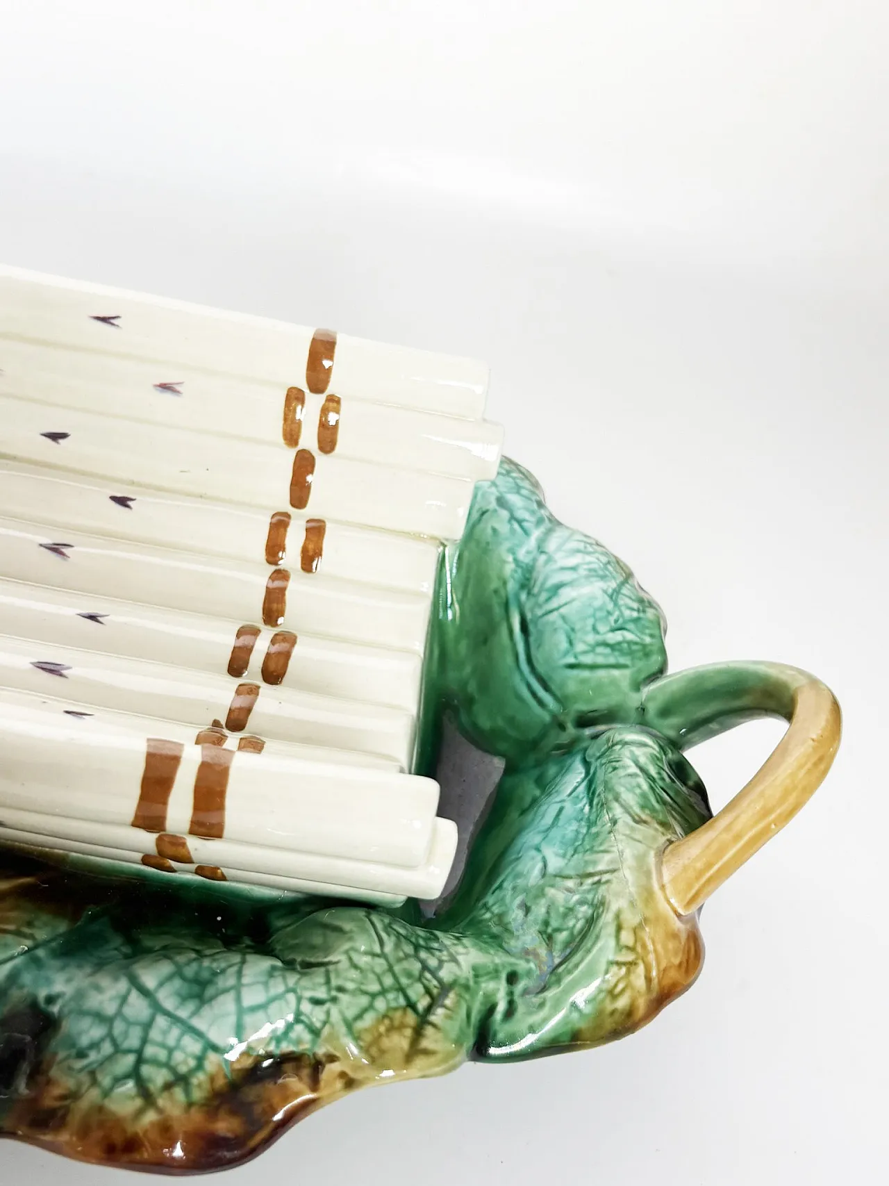 Piatto da portata per asparagi in maiolica, '800 5