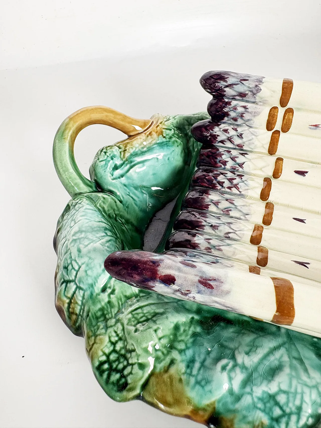 Piatto da portata per asparagi in maiolica, '800 8