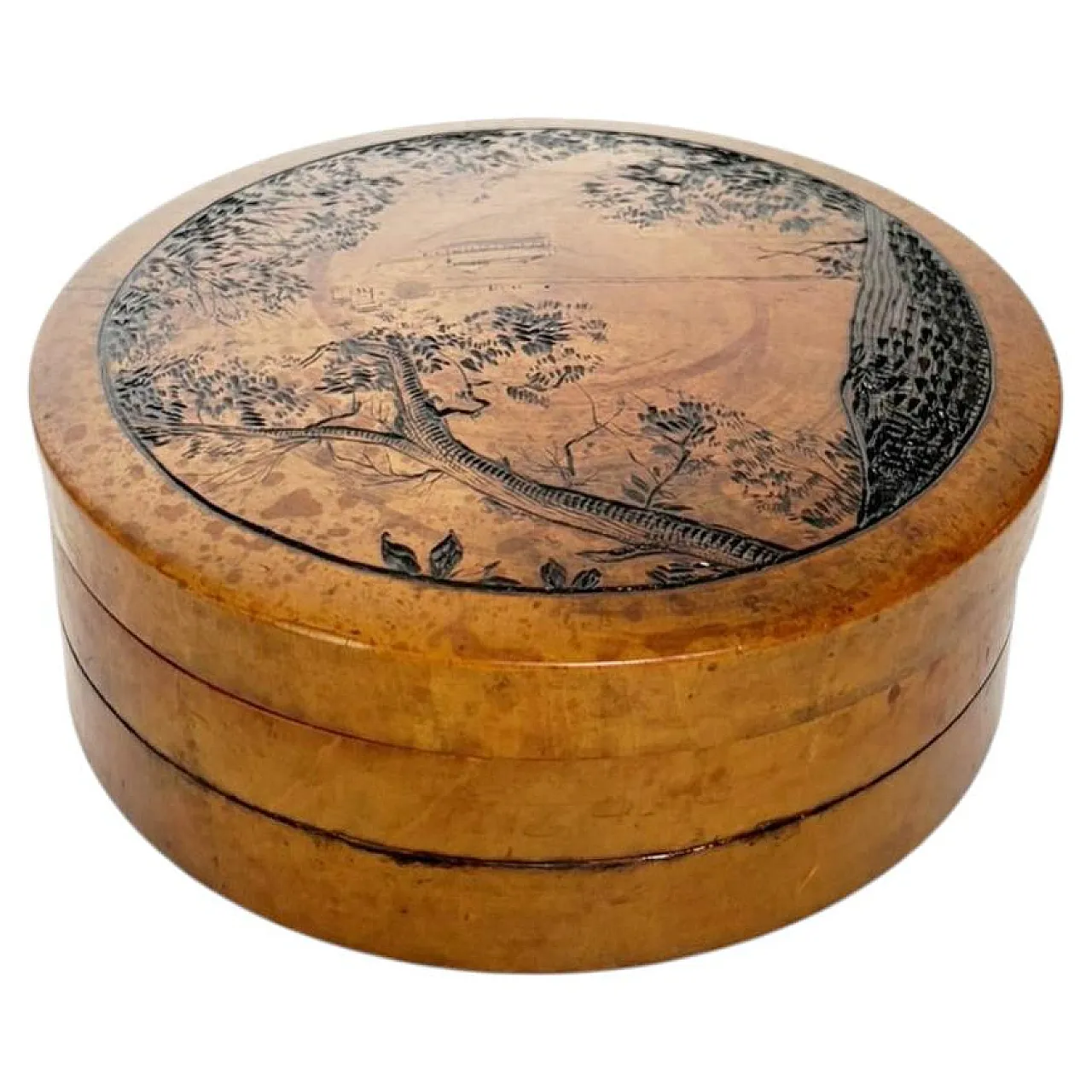 Scatola rotonda in legno, anni ’50 1