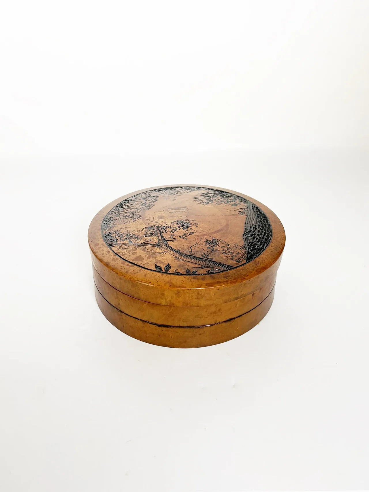 Scatola rotonda in legno, anni ’50 2